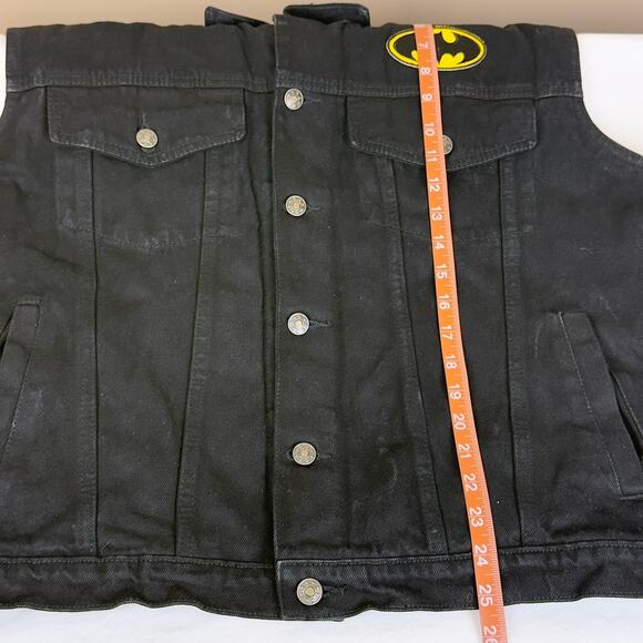 Allstate Collection Black Denim Vest with Batman Emblems – Men’s L, Cotton - Picture 11 of 14